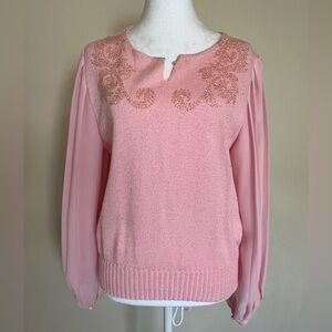 Anthony Sicari Vintage Pink Beaded Knit Blouse